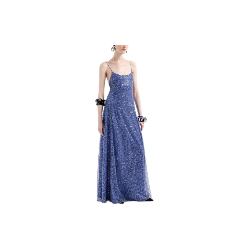 EMPORIO ARMANI Sequin Embellished Spaghetti Straps Maxi Dress-1