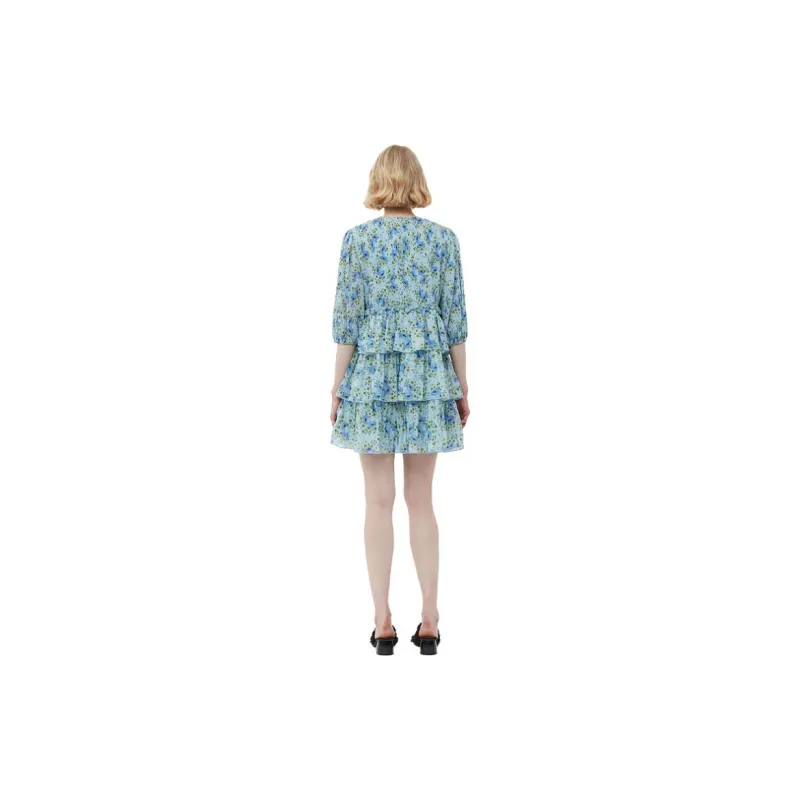 GANNI Short-Sleeved Dresses Women's Ice Water-1