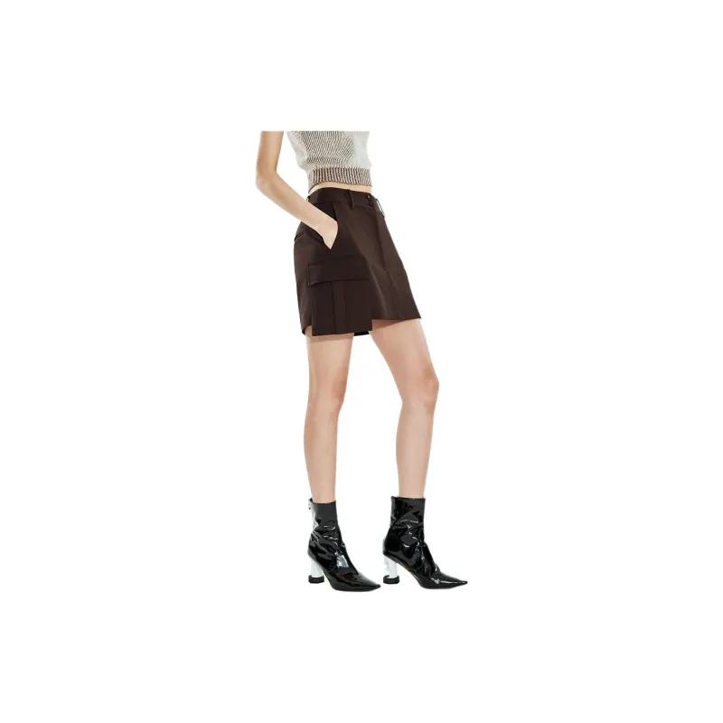 COVERINS Cargo Short Skirts Women's Coffee-2