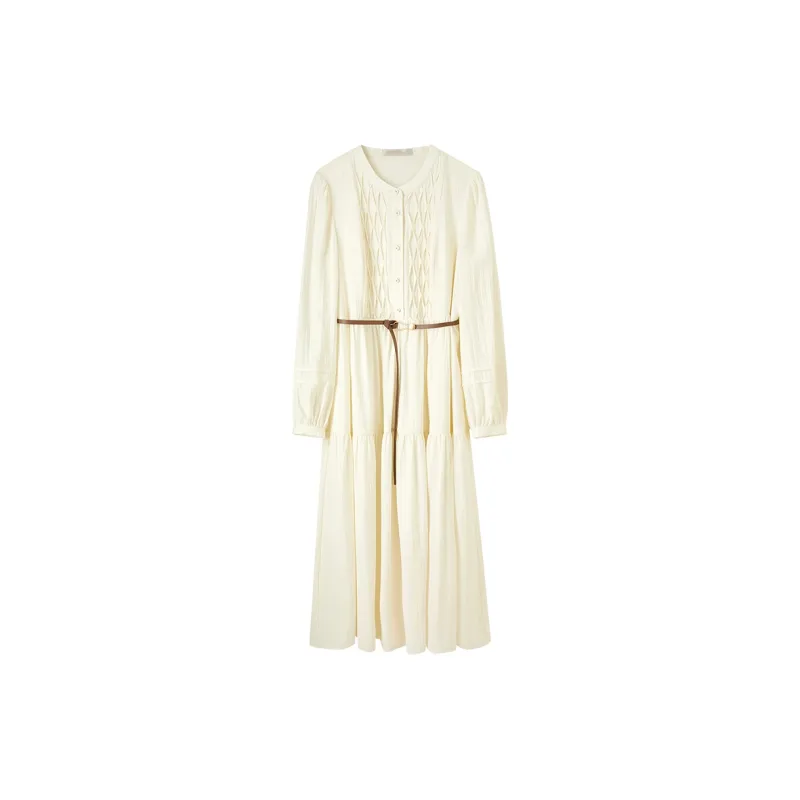 SENTUBILA Long Sleeved Dresses Women's Apricot-7