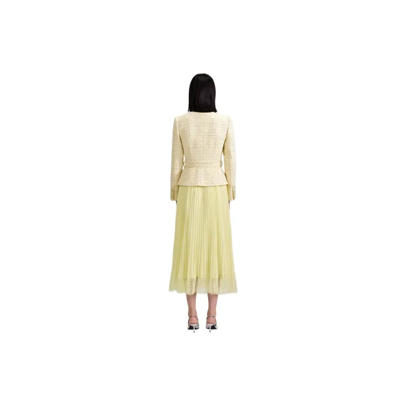 Self portrait Long Sleeved Dress Women's Cream Yellow-1