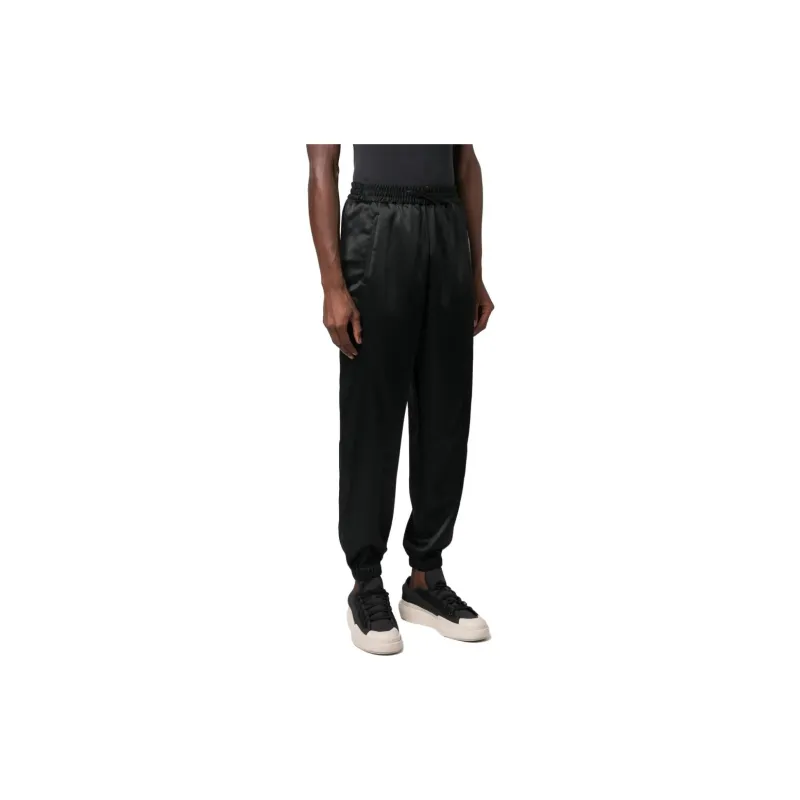 Adidas Women's Y 3 Tech Silk 3 Stripes Cuffed Tracksuit Bottoms Black-3