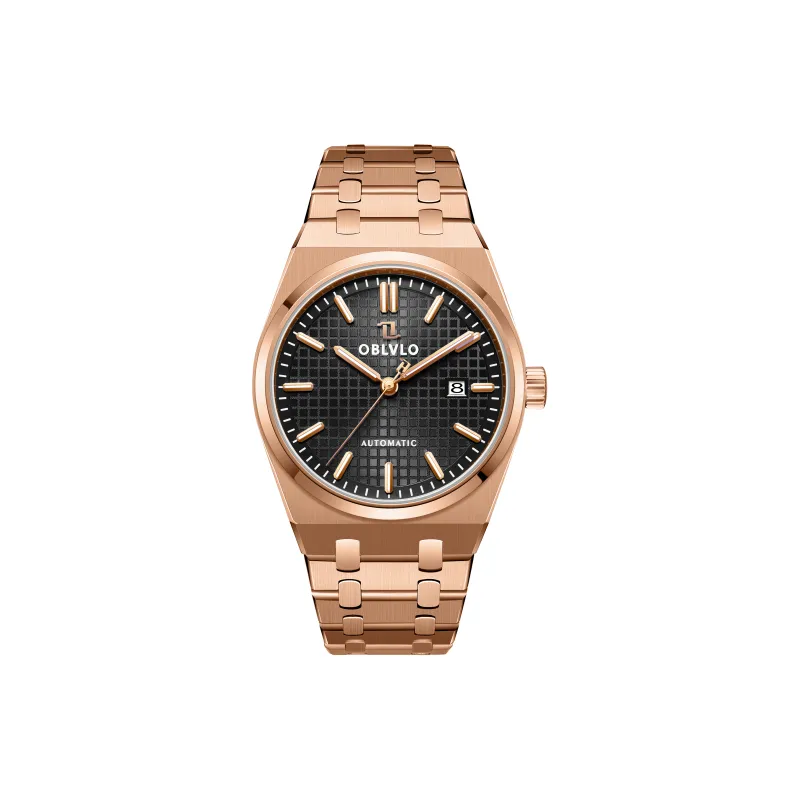 OBLVLO Mechanical Movement Watch Men's Watches White Dial-12