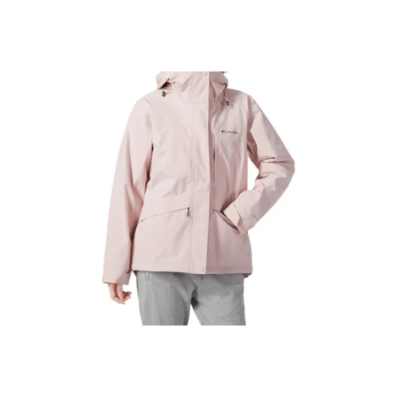 Columbia Outdoor Hiking Waterproof And Windproof Windbreaker Jacket Women's Pink-3