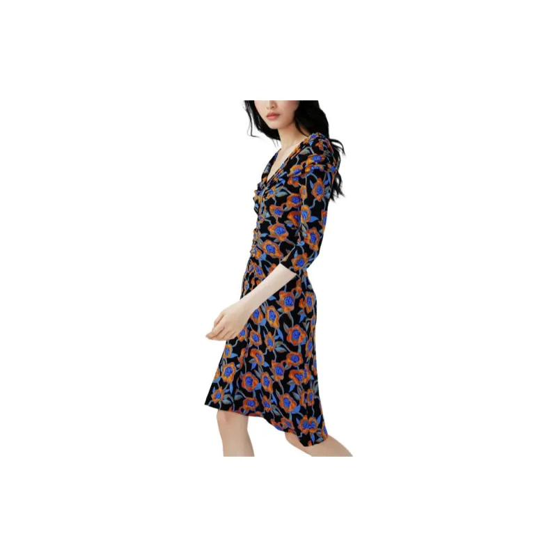 DVF Diane Von Furstenberg SS24 Long-Sleeved Dresses Women's Coffee-4