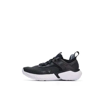 Under Armour Project Rock 5 Slip Resistant Cushioning And Breathable Low Top Kids' Running Shoes Black White Kids'