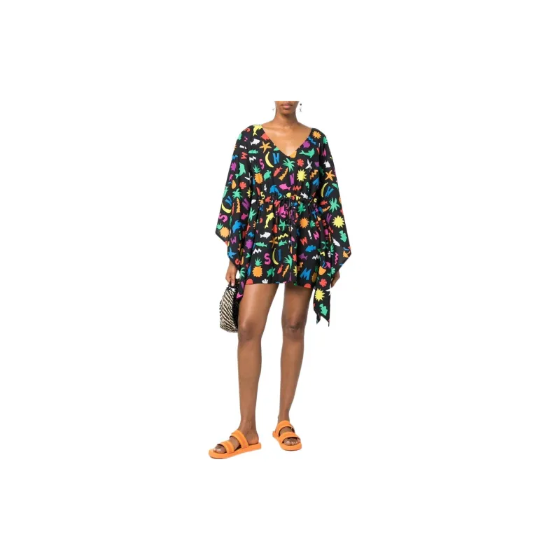 MOSCHINO All Over Logo Printed V-Neck Caftan-1