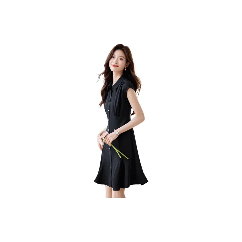 Mo Han Yi Mei Sleeveless Dress Women's Black-3