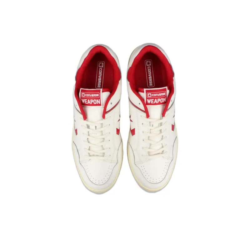 Converse Weapon O Cushioning Low Top Skateboard Shoes Men's White Red-3