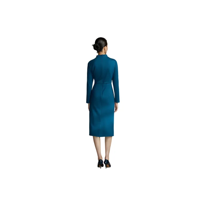 BBLLUUEE Long Sleeved Dress Women's Sea Blue-2