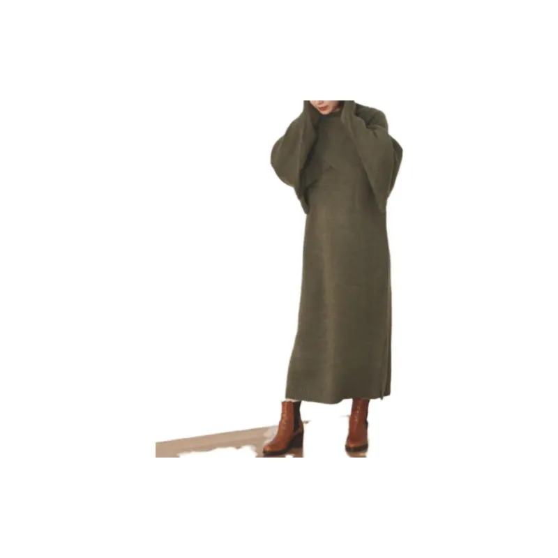 Beams Long Sleeved Dresses Women's Olive Green-2
