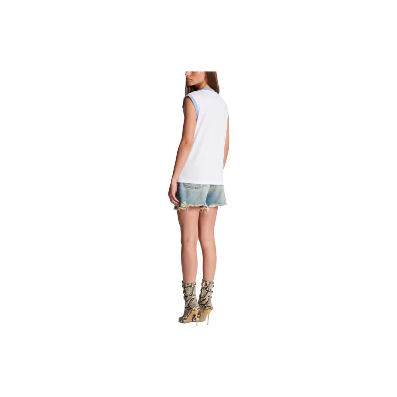 BALMAIN 3 Button Logo print Cotton Top-3