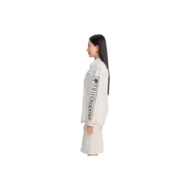Blood Glitter Denim Jacket Women's White-1