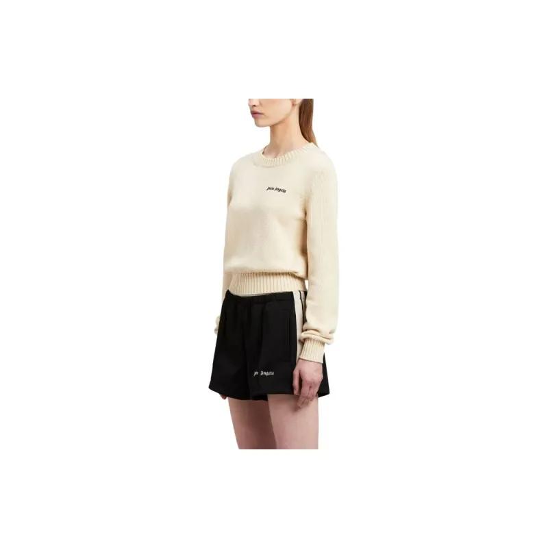 PALM ANGELS Logo Embroidered Crewneck Knitted Jumper-3