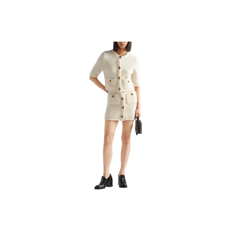 PRADA Cropped Bouclé Cardigan-1