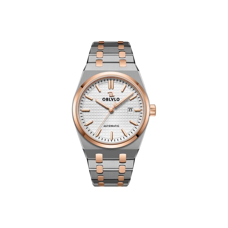 OBLVLO Mechanical Movement Watch Men's Watches White Dial-23