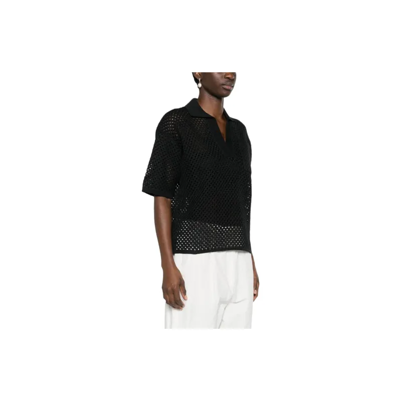 Brunello Cucinelli Open Knitted Short Sleeved Polo Jumper-4