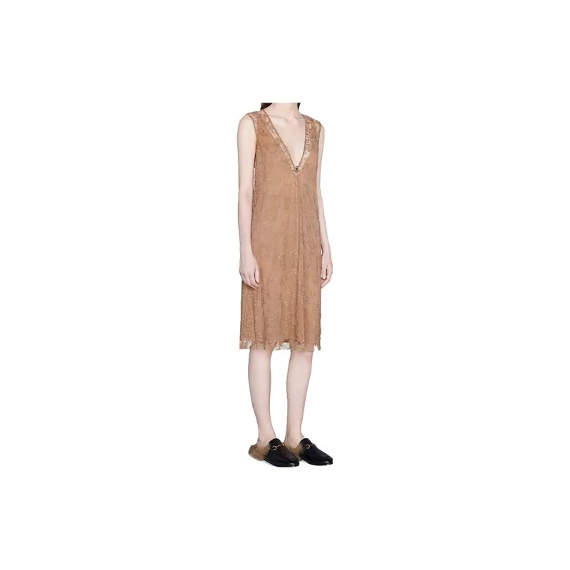 GUCCI Sleeveless Dresses Women's Beige-2