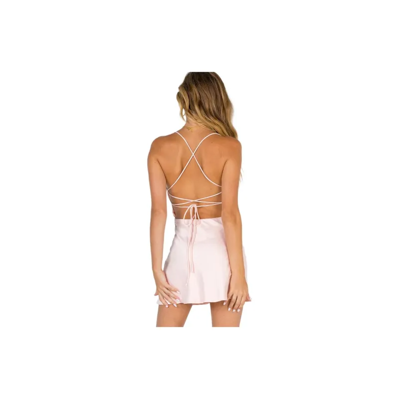 PRINCESS POLLY CELENA MINI DRESS PINK Slip Dresses Women's PINK/Pink-1