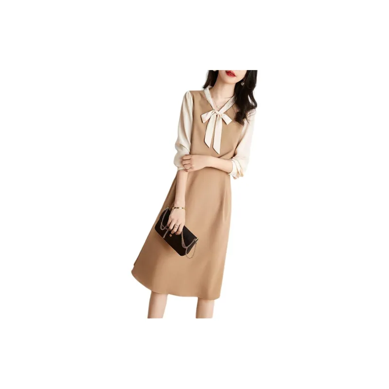 Mo Han Yi Mei Long Sleeved Dress Women's Light Khaki-1