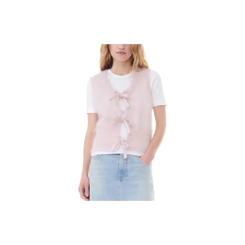 GANNI Bow Fastening Knit Vest-4