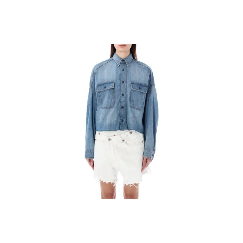 R13 Cropped Denim Shirt-1