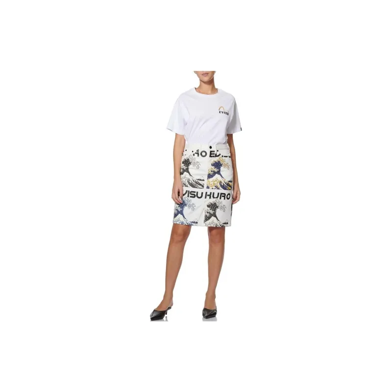 EVISU Denim Short Skirts Women's White-2