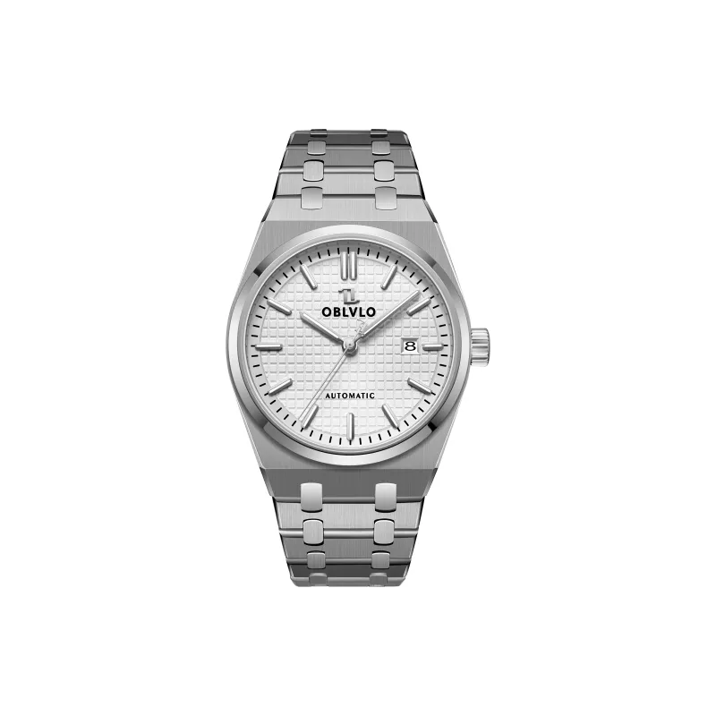 OBLVLO Mechanical Movement Watch Men's Watches White Dial-4