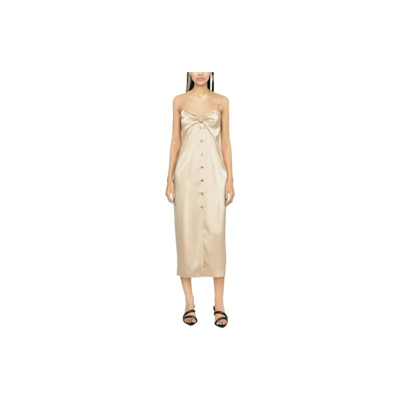 NANUSHKA Doris Knot Detailed Midi Satin Dress-1