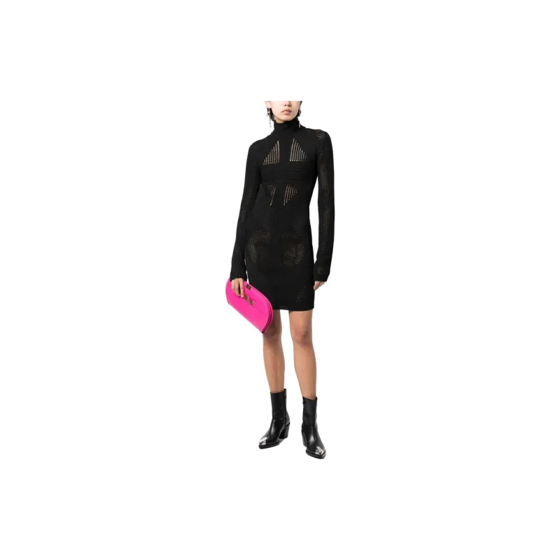 BALMAIN Back Zipped Turtleneck Mini Dress-1