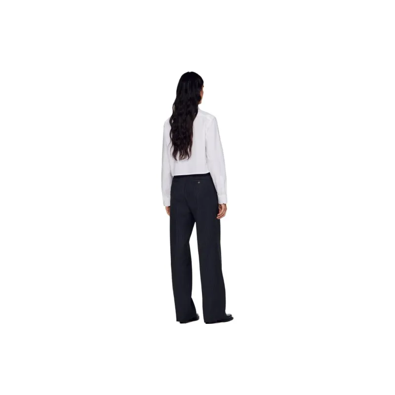 Sandro Striped Wool Tailored Trousers-1