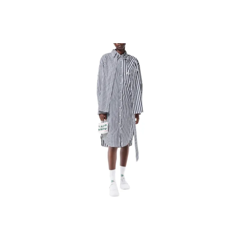 LACOSTE Long Sleeved Dress Women's Blue White-2