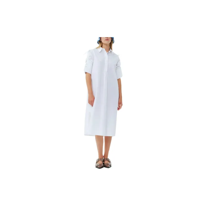 GANNI Poplin Oversized Midi Shirt Dress-1