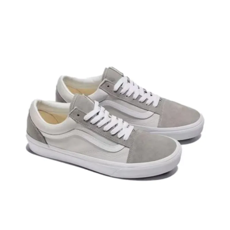 Vans Old Skool Anti-Slip Wear-Resistant Low-Top Skateboard Shoes Unisex Gray White-3
