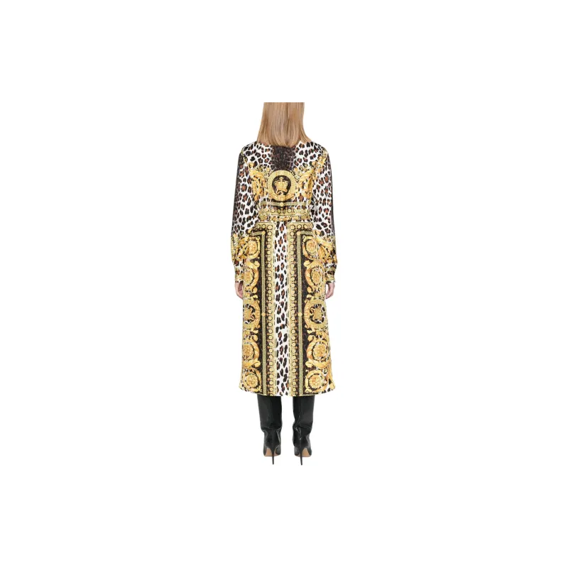VERSACE Wild Barocco Foulard Long Sleeved Shirt Dress-2