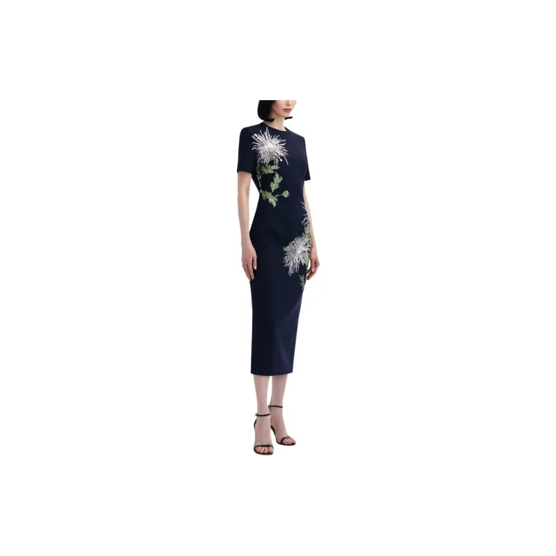 Oscar De La Renta Dandelion Crystal-embroidered Pencil Dress-3