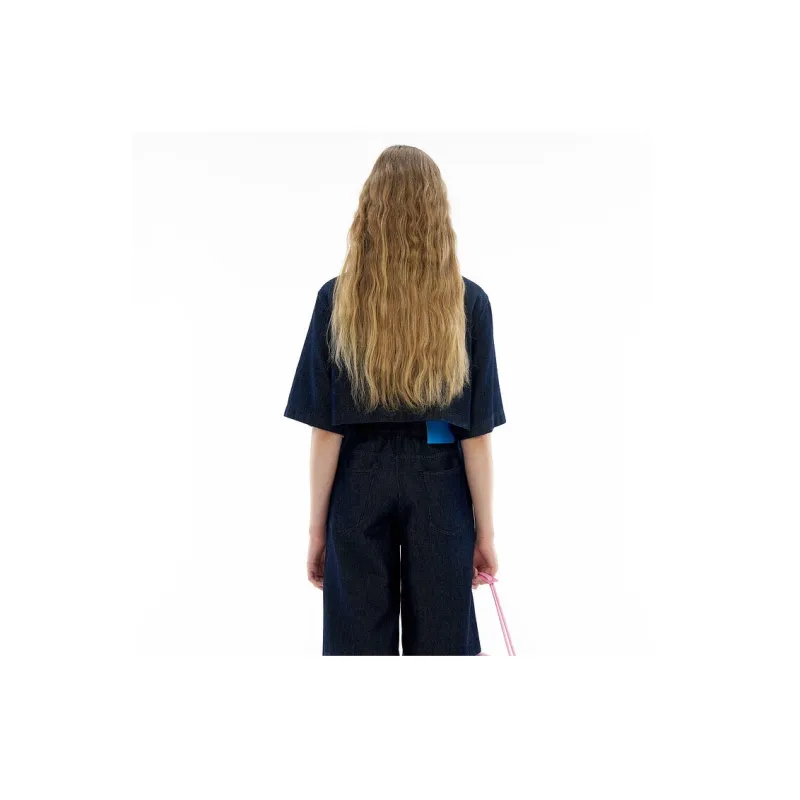 III VIVINIKO Denim Jacket Women's Navy Blue-0