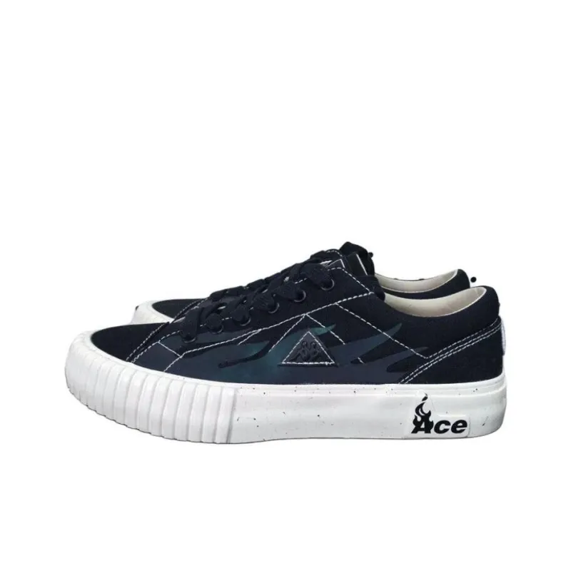 Kappa One Piece Portgas D. Ace Anti-Slip Wear-Resistant Breathable Lightweight Low-Top Canvas Shoes Unisex Black-2