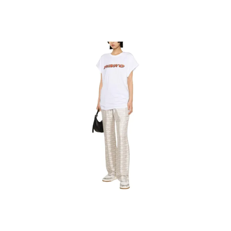 PINKO Logo Printed Crewneck T Shirt-3