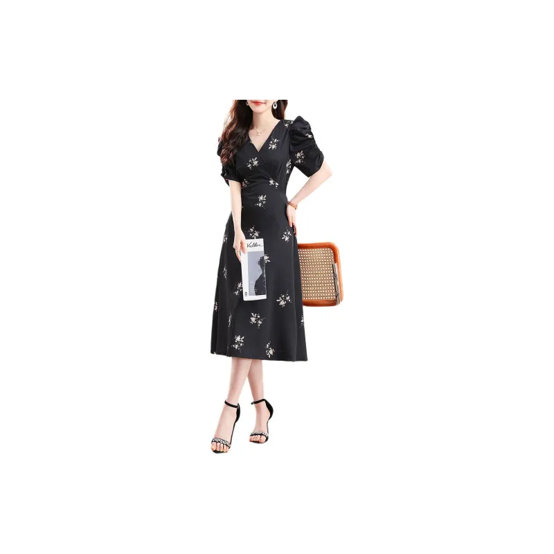 ETSE Short Sleeved Dresses Women's Black-3