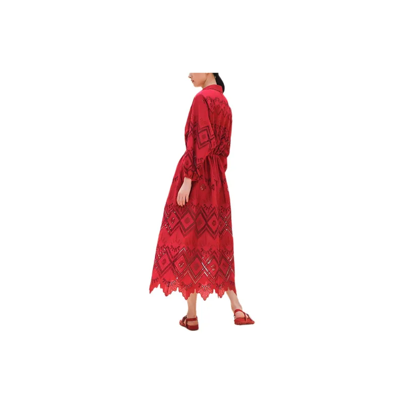 HERMES Long Sleeved Dress Women's Red-2