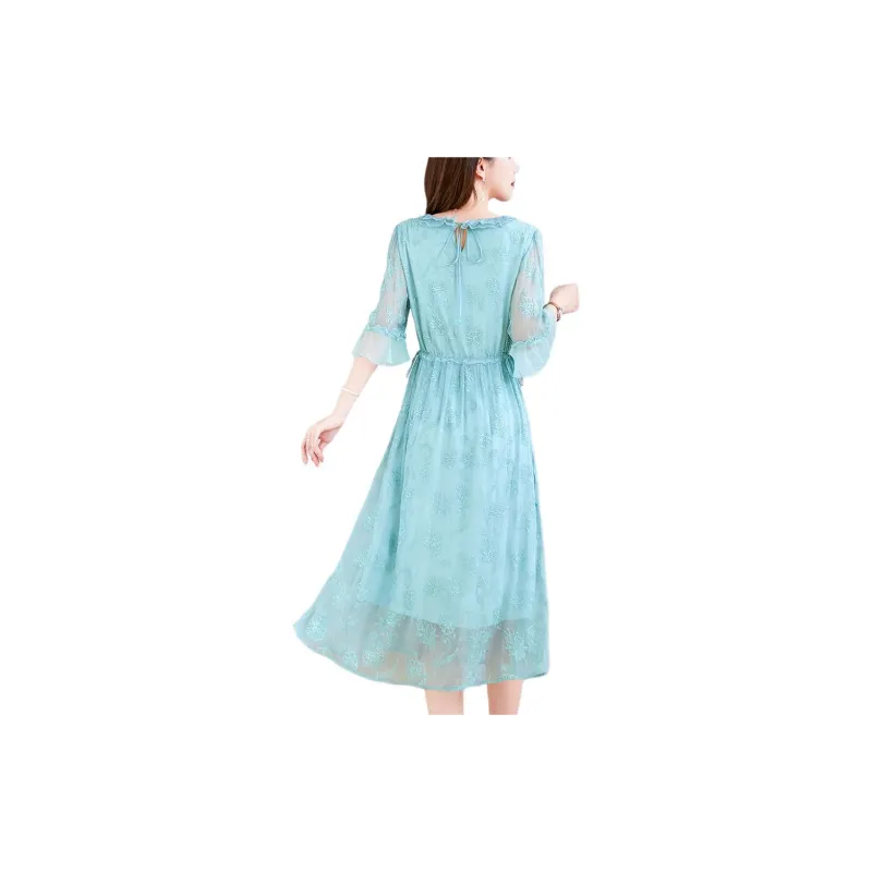 Ink Beauty Short Sleeved Dresses Women's Haze Blue-4