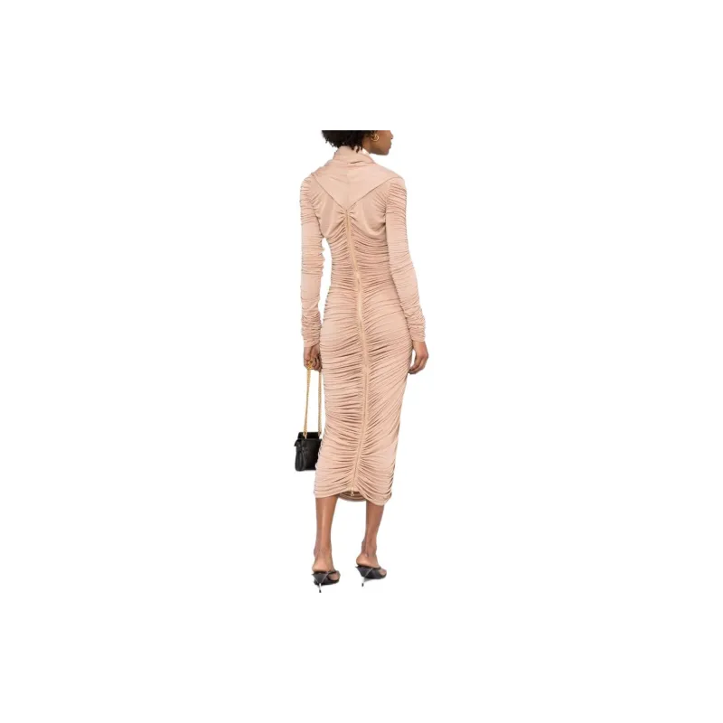 BALMAIN Gathered Hooded Midi Dress-2