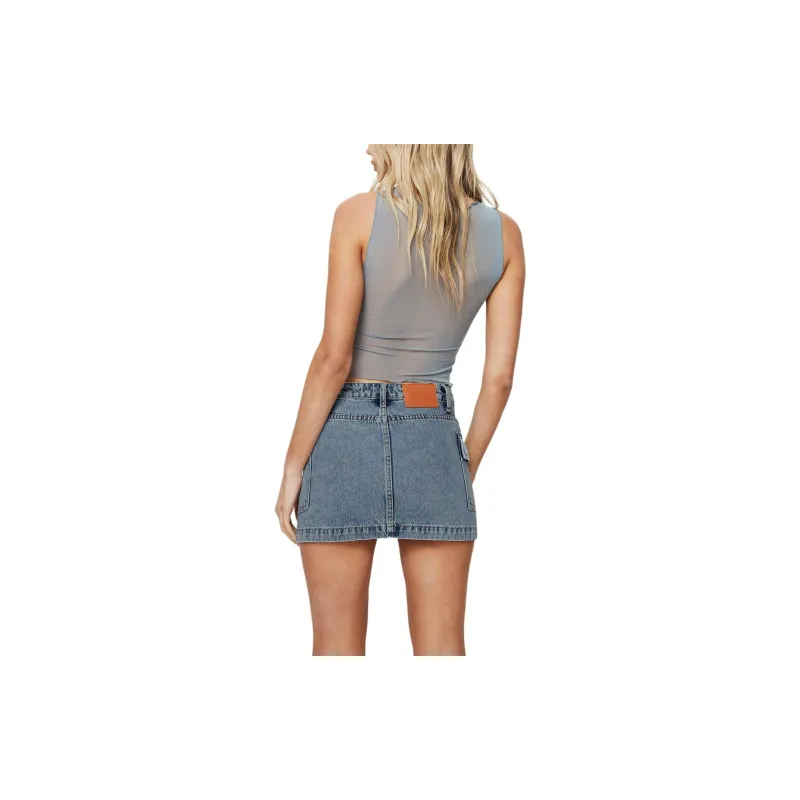 PRINCESS POLLY ZAKAI CARGO DENIM MINI SKIRT Denim Short Skirts Women's Light Blue Denim/Light Blue Denim-1