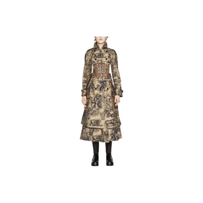 DIOR Trench Coats Women's Yellow-3