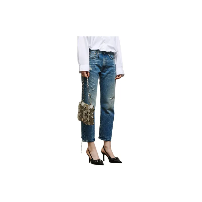 R13 Boyfriend Mid Rise Distressed Jeans-4