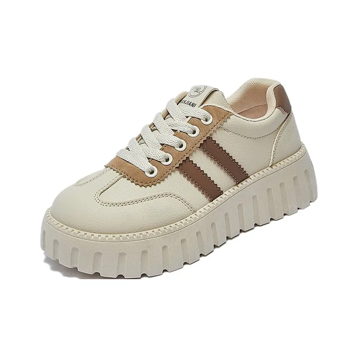 M.M Party Casual Shoes Women's Low Top Beige-10