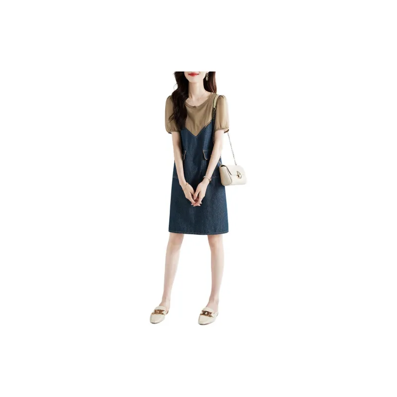 XWI Short Sleeved Dress Women's Denim Dark Blue-0