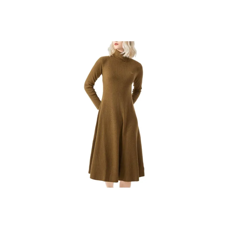 LACOSTE Long Sleeved Dresses Women's Brown-1