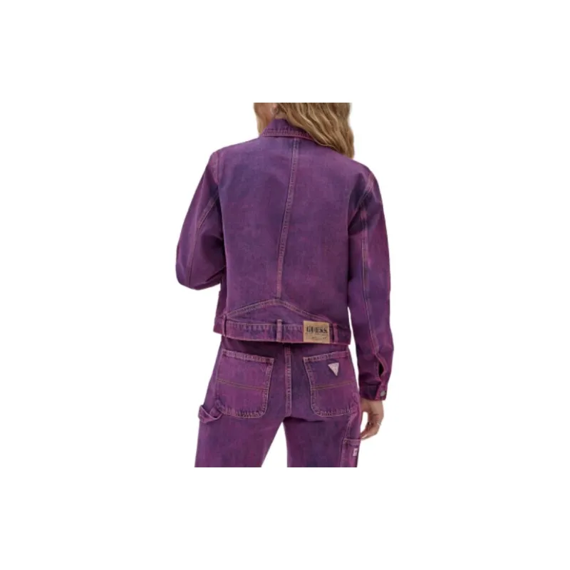 GUESS Originals Cropped Carpenter Jacket Jackets Coats Women's Purple-3